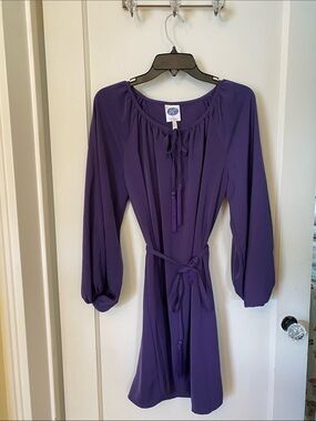 DG2 NWOT Women's Purple Tie-Front Long Sleeve Dress